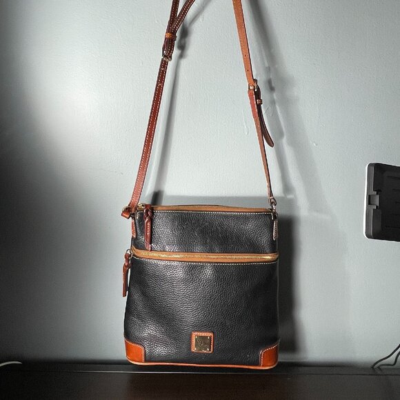 Dooney & Bourke Pebble Leather Satchel Black & Brown Trim - Picture 5 of 10